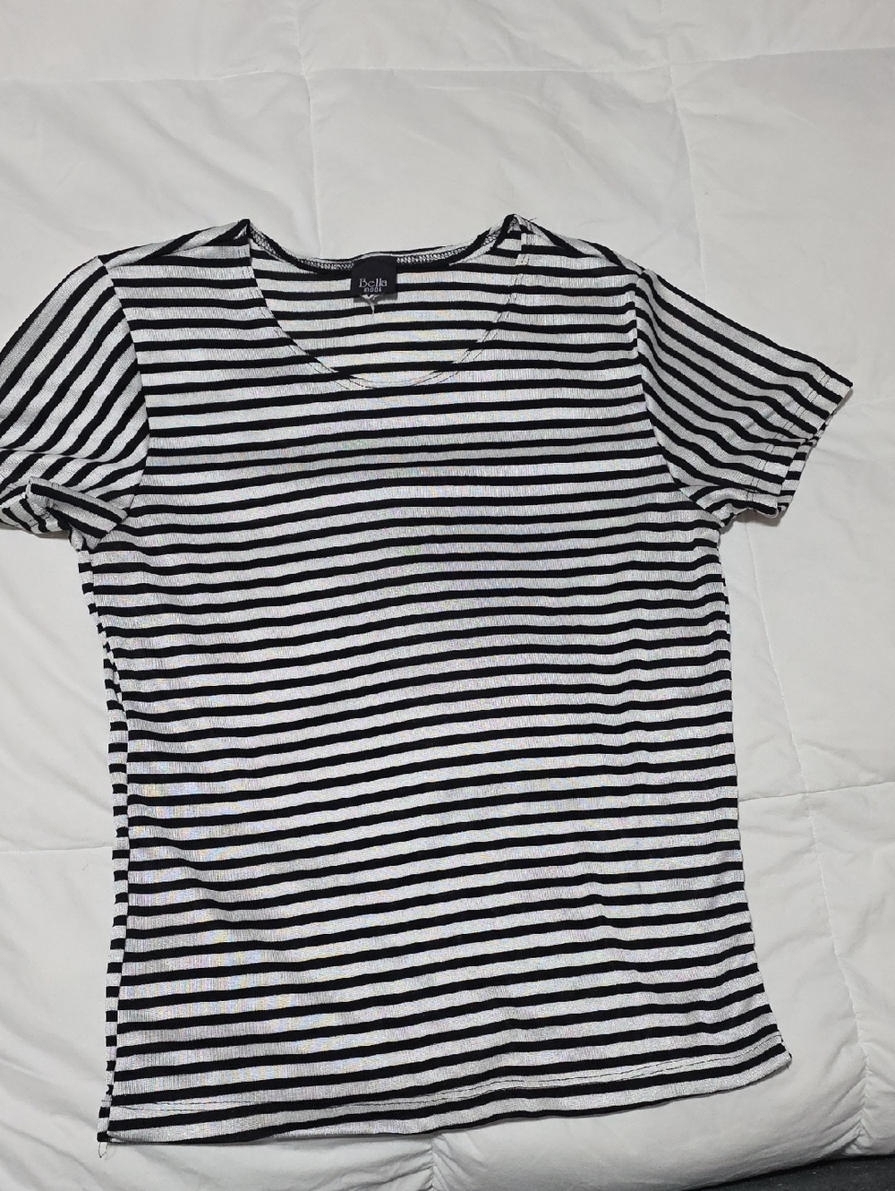 Abella Black and White Striped Short Sleeve Tee